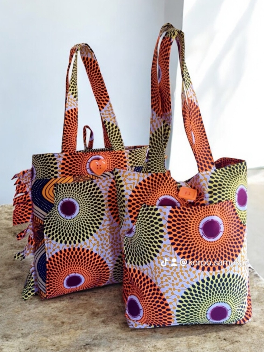 Bold Orange & Green Printed Tote Bag by